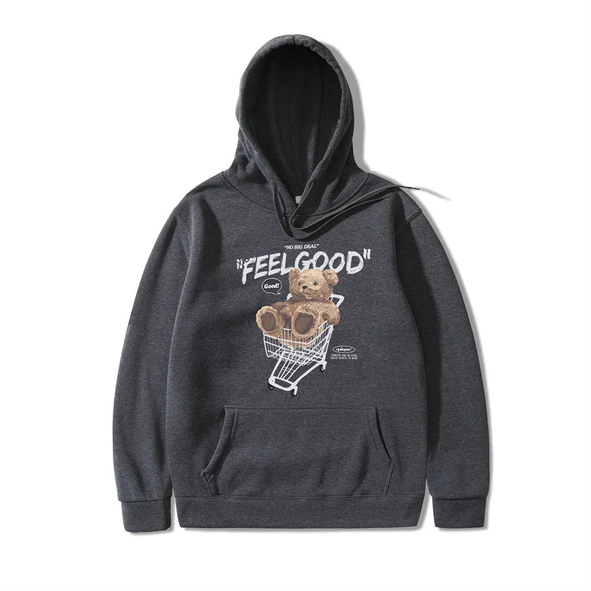 2022 Men Hip Hop Hoodie Sweatshirt Streetwear Bear Letter Shopping Car