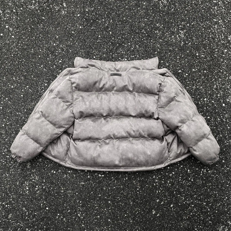 New 2023 Men Novelty Grey Suede Puffers Coats & Jackets / Down Coats Vest Cotton Thicken Warm Winter US Size S-XL #677