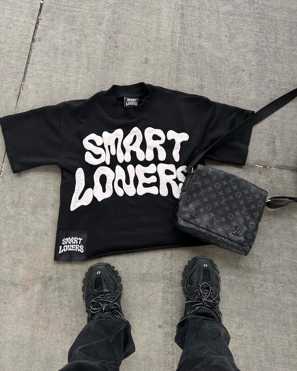 Harajuku Melting smiley – Smart Casual Harajuku Streetwear Graphic Y2K Tops Goth Men C