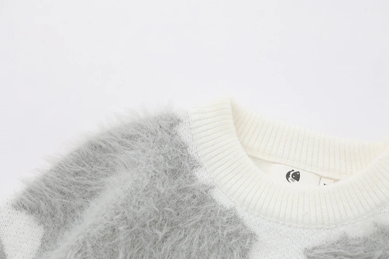 imitation mink fur antarctic velvet knit sweaters winter mens mohair knitwears oversized street wear round neck long sleeve streetwear fashion hoodie, high quality cotton pullover, unique limited edition hoodie