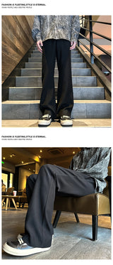 2025 mens four seasons new mid waist micro flared casual pants fashion trend leisure mens flared leg trousers korean pants men unique default style 1303