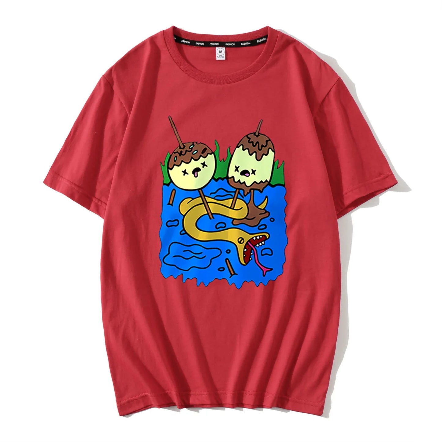 sadcore vintage t-shirt featuring 2024 new summer round neck cartoon print high street t shirt tops