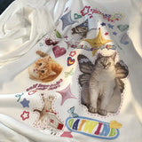 Retro Magic Cats Fun Graffiti Oversized Sweatshirt Women Girls Kawaii Clothes 2022 Autumn Winter Streetwear Long Sleeve Tops