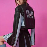 style fit style print premium image essential - unisex streetwear material hop 6c117a american-casual-letter-pu-leather-coat-womens-2023-new-contrast-versatile-short-zipper-top-jacket-women-harajuku-goth-clothes high urban oversized design casual everyday fashion wear graphic quality hip streetwear design ID 5662e