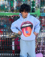 High Street Trendy Brand Big Mouth Cartoon Print Oversized Hoodie Wome