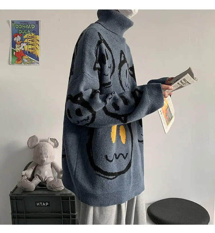 y2k fire graphic sweater, edgy streetwear for bold fashion-forward winter outfits, mens fashion layer for modern streetwear c