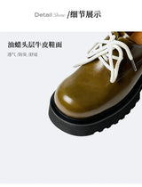 Men Genuine Leather Streetwear Fashion Casual Real Derby Shoes Male Vintage Japan Korean Cityboy Cow Leather High Heels Shoes