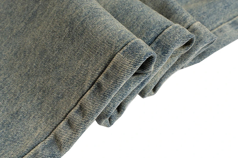 mens vintage ripped jeans distressed hole blue flared jeans trousers luxury designer male denim pants unique jeans style 1635