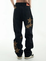 black baggy jeans men star patchwork straight denim pants fashion jeans male streetwear hip hop y2k loose trousers unique jeans style 823