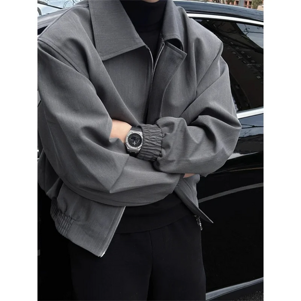 New Original Gray Short Coat Men Spring And Autumn American Retro High