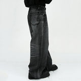 mens black baggy jeans male casual loose straight jeans trousers vintage hip hop denim pants vintage washed jeans