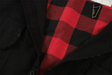 Undermycar 2023 New Worn Out Heavy Work Durable Splice Extra Large Loose Plaid Shirt with Black and Red Plaid