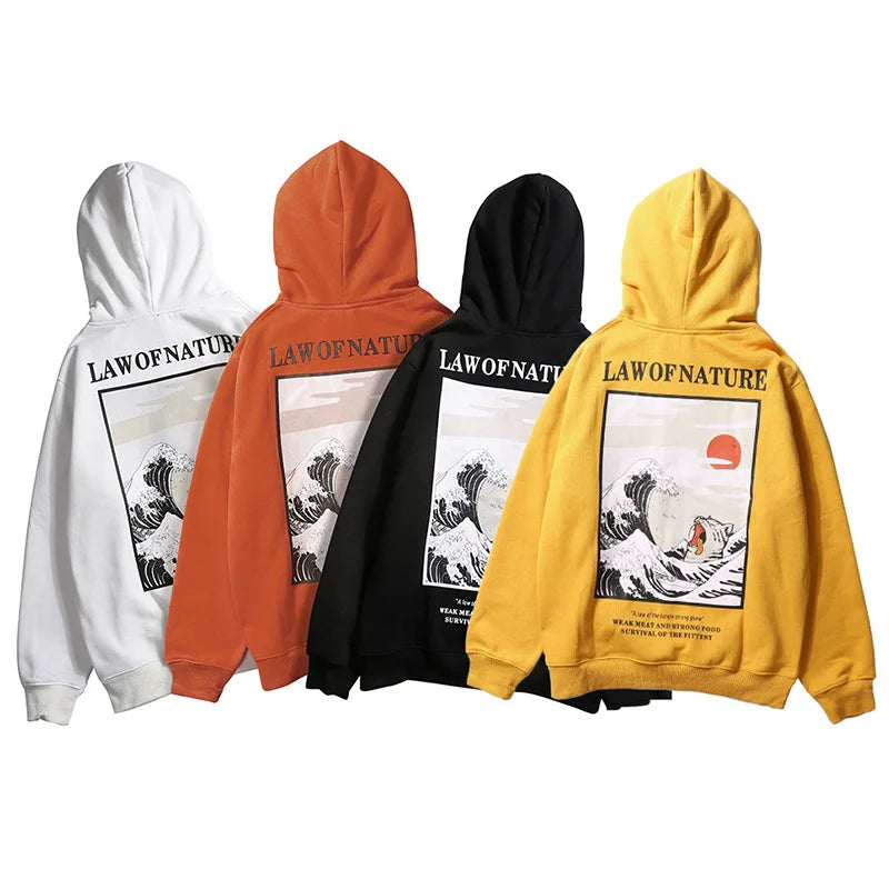Embroidery Funny Cat Hoodies Sweatshirt Men Hip Hop Winter Fleece Pull