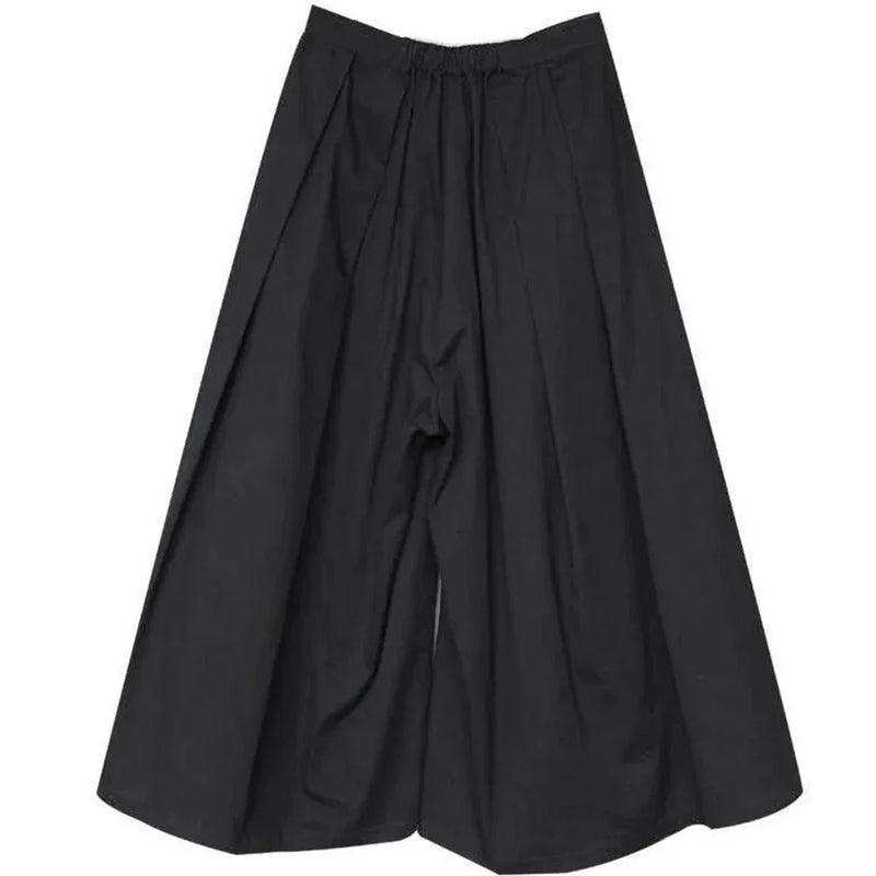 dark gothic style loose casual 7 point hakama pants wide leg pants 2024 new genderless large size design samurai pants unisex unique default style 3377