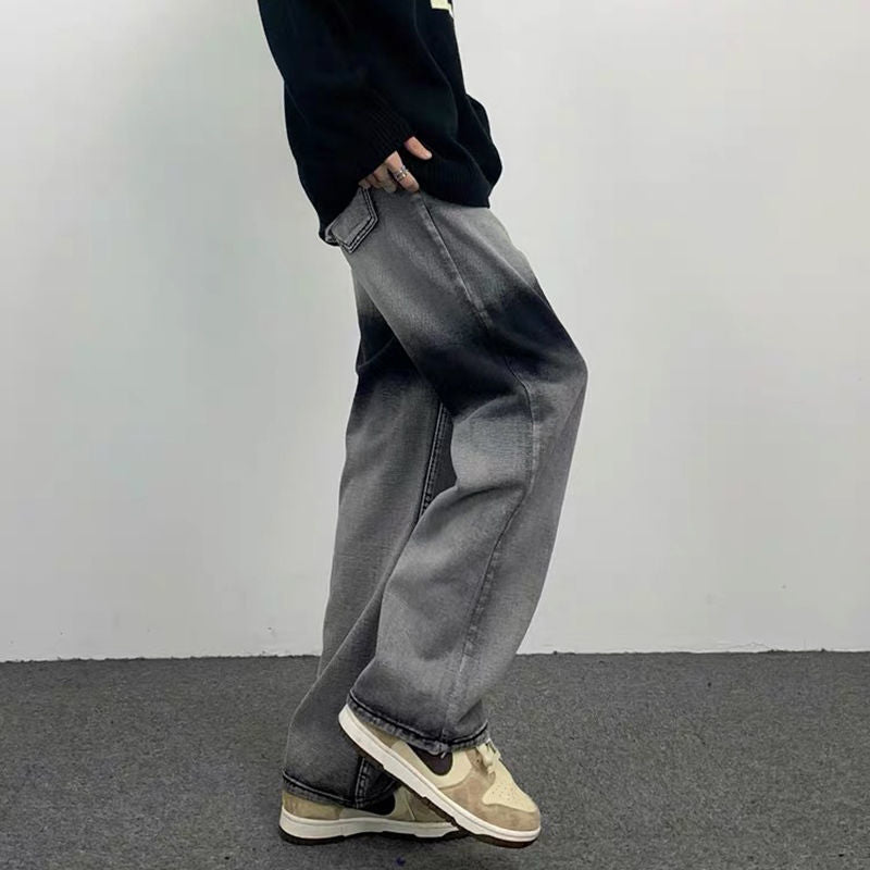 2023 autumn new light luxury fashion wide leg jeans all match slim fit loose straight trousers fine boutique decoration unique jeans style 3851