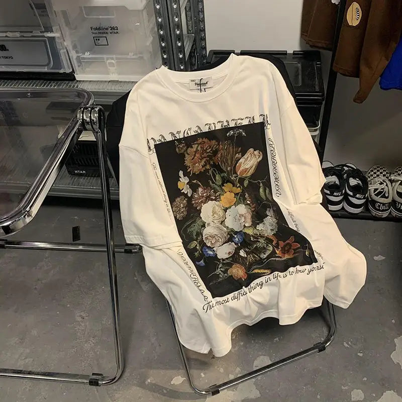 Glitchcore Melting smiley – Summer American Street Fashion Brand Hip Hop High Street Flo