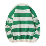 hip hop destroyed ripped holes knitted sweater mens casual striped pullover sweater unisex harajuku streetwear new autumn jumper - gothic aesthetic hoodie for winter, bold artwork streetwear hoodie, 2025 streetwear drop