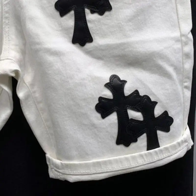 Summer Cotton Elastic Shorts Men's American Style Street Fashion Brand Embroidered