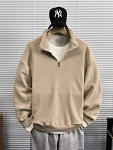 Mens Polar Fleece Half Zip Turtleneck Sweatshirts Korean Fashion Loose