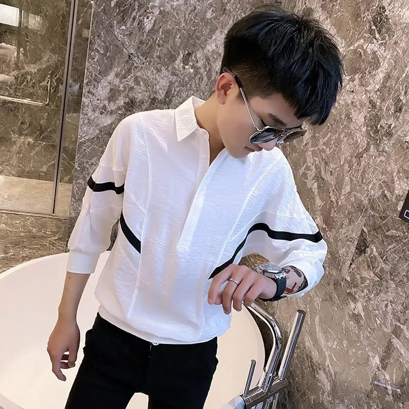 2023 Summer New Fashion Short-sleeved Shirt Men's Korean Shirt Short-sleeved Top Boutique Clothing Simple Style Men Clothing