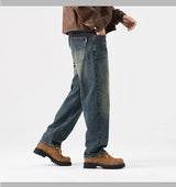 mens streetwear fashion loose casual plus size straight wide leg denim baggy jeans pants boyfriend jeans trousers unique jeans style 2932