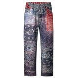 hip hop paisley printed denim jeans mens new casual zipper straight jeans streetwear high street loose pants baggy jeans joggers unique joggers style 2396