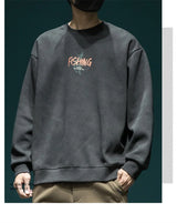 Autumn Funny Fishing Graphic Print Sweatshirts For Men High Street Let