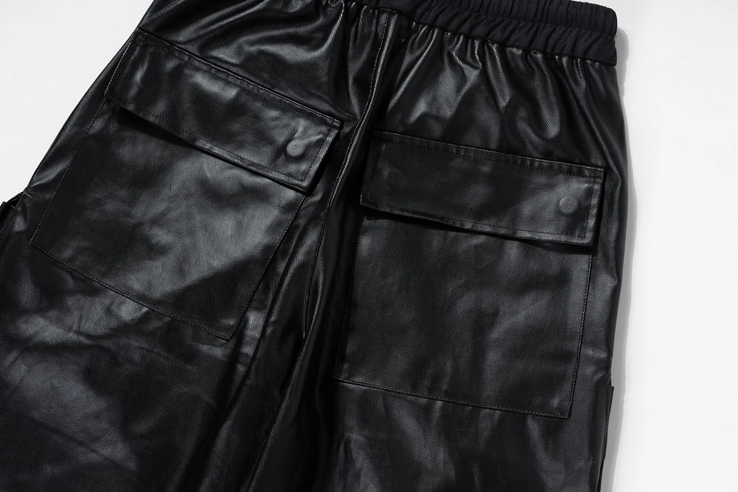 ro style matte pu leather pants for men high street y2k pantalones hombre baggy overall wide leg drawstring cargo pants 1 unique cargo style 961