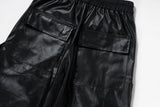 ro style matte pu leather pants for men high street y2k pantalones hombre baggy overall wide leg drawstring cargo pants unique cargo style 5564