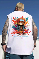 Vaporwave Angelcore design – New Hip Hop Fashion Graffiti Bear Print Tank Tops Mens Cloth