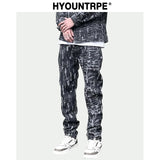 harajuku irregular scratched ripped holes denim jeans men zipper jeans hip hop streetwear new casual slim fit joggers jean pants urban active pants