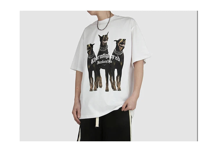 Sadcore Oversized shirt – Harajuku T Shirt Mens 2023 Summer Dog Letter Printed Vintage
