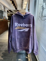 FP Brand Fashion New REEBORN Cracked Slogan Print High-Street Oversized Casual Cotton Hoodie Sweatshirt
