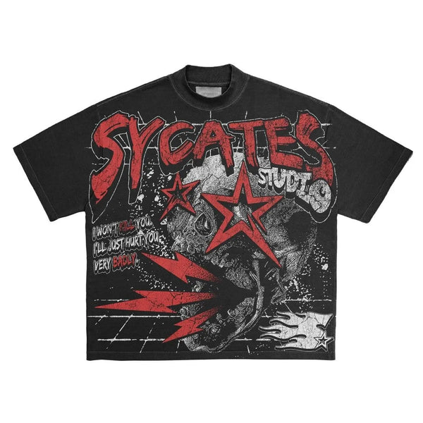 Skatercore Vintage print – Y2K Womens Clothing Short Sleeve T Shirt Round Neck Oversize