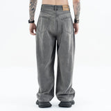 2024 autumn and winter new carbon ash wash worn jeans