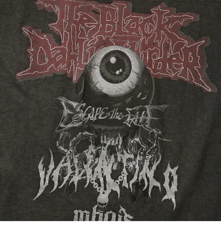 Gothic Vintage t-shirt – Hip Hop Streetwear T Shirt Dark Style Evil Eye Printed Haraj