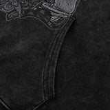 Hip Hop Streetwear Hoodie Sweatshirt Washed Vintage Devil Skull Skelet