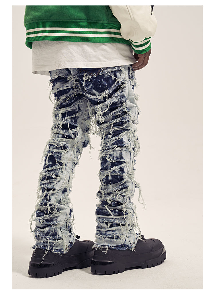 men distressed ripped destroied denim jean pants new fashion patchwork biker jeans streetwear slim pants jogger y2k men s jeans unique joggers style 4018