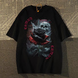 Sadcore Aesthetic piece – Pure Cotton Heavyweight American Skull Rose Summer Ins Short