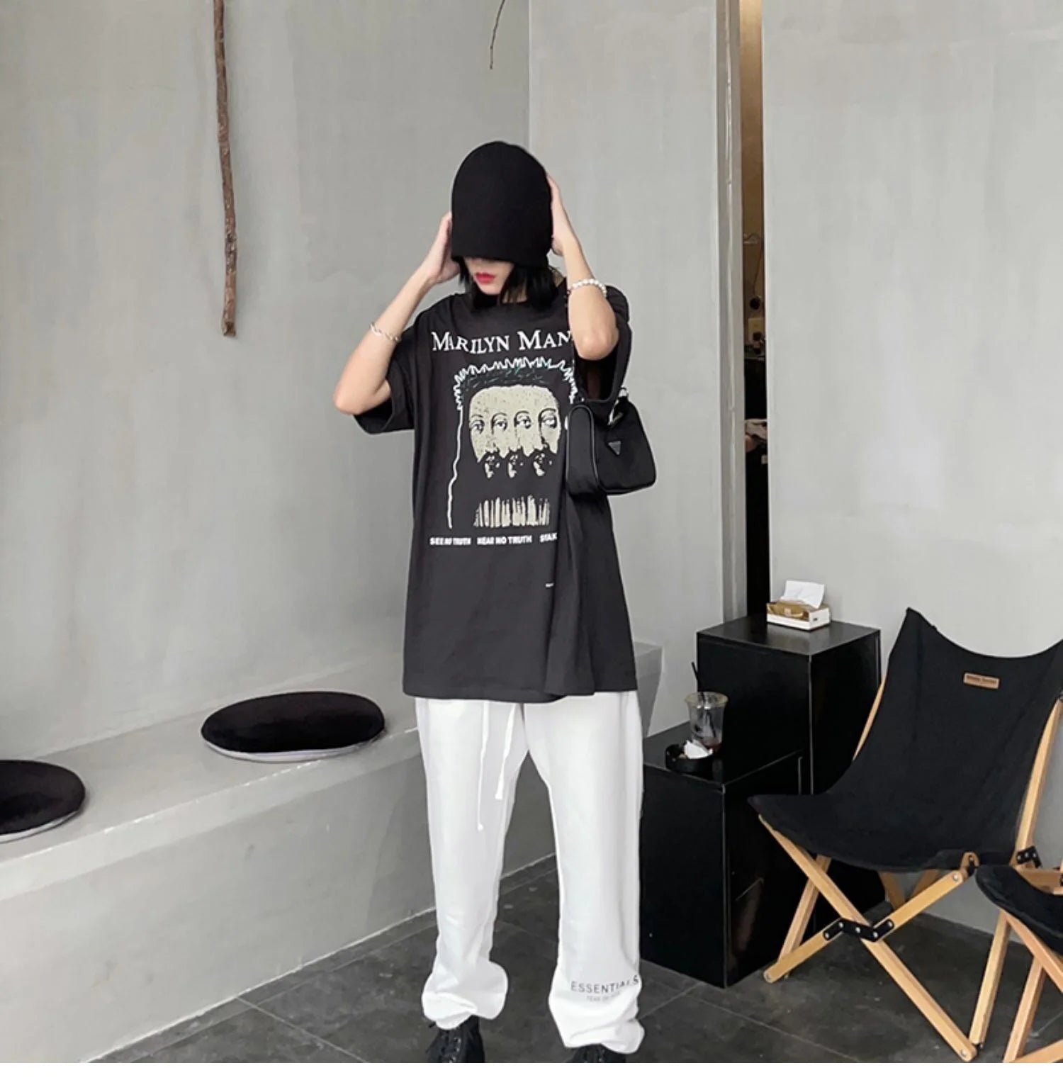 gothic vintage t-shirt featuring summer retro vintage rock band tee portrait print cotton high street casual loose t shirt for men