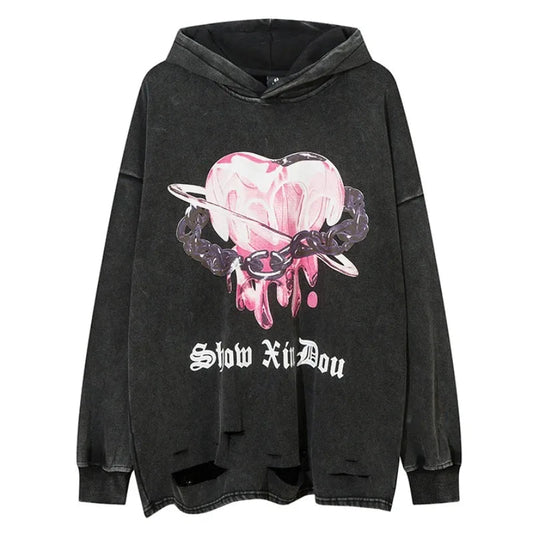 gothic angelcore design featuring fashion harajuku printed hoodies hip hop retro washed bottom ripped sweatshirt streetwear mens hooded warm fleece loose hoodies