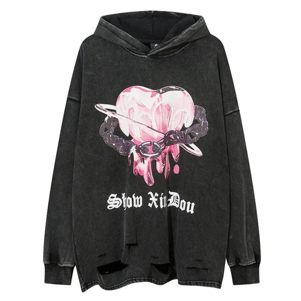 gothic angelcore design featuring fashion harajuku printed hoodies hip hop retro washed bottom ripped sweatshirt streetwear mens hooded warm fleece loose hoodies