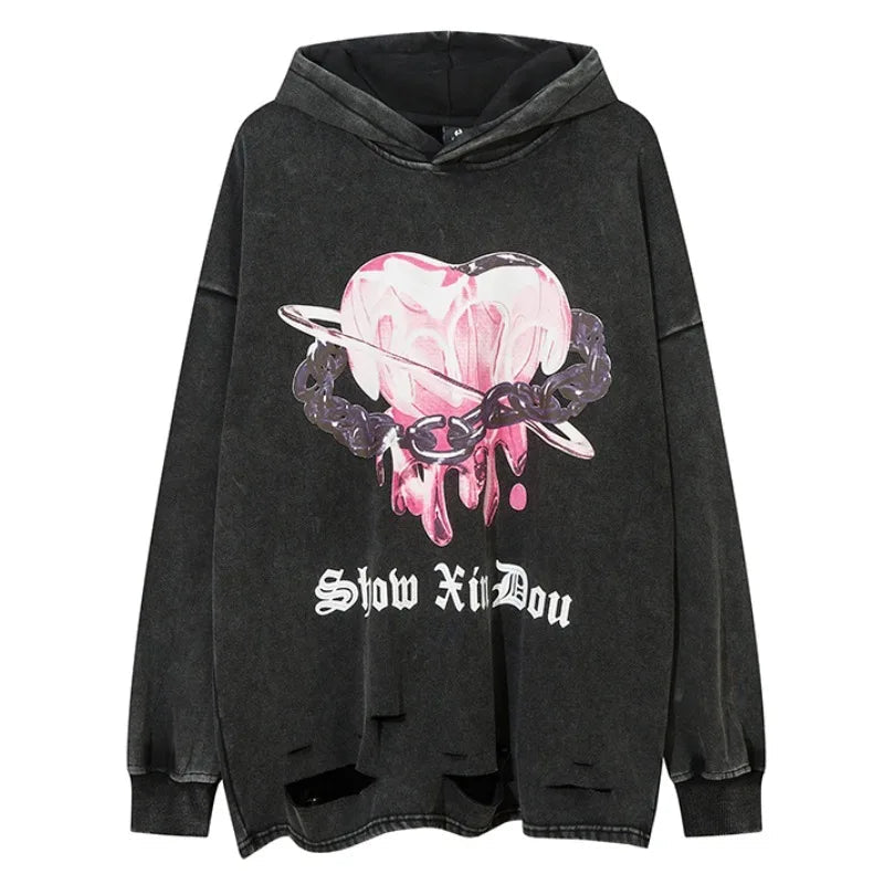 gothic angelcore design featuring fashion harajuku printed hoodies hip hop retro washed bottom ripped sweatshirt streetwear mens hooded warm fleece loose hoodies