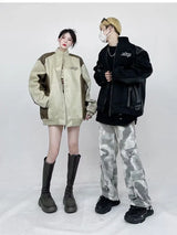 Original American Retro Fashion Brand Suede Pu Leather Jacket Stitchin