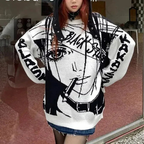 y2k flame knit sweater in soft cotton blend for fashion-forward fall wardrobes, ideal for men’s fashion and seasonal streetwe