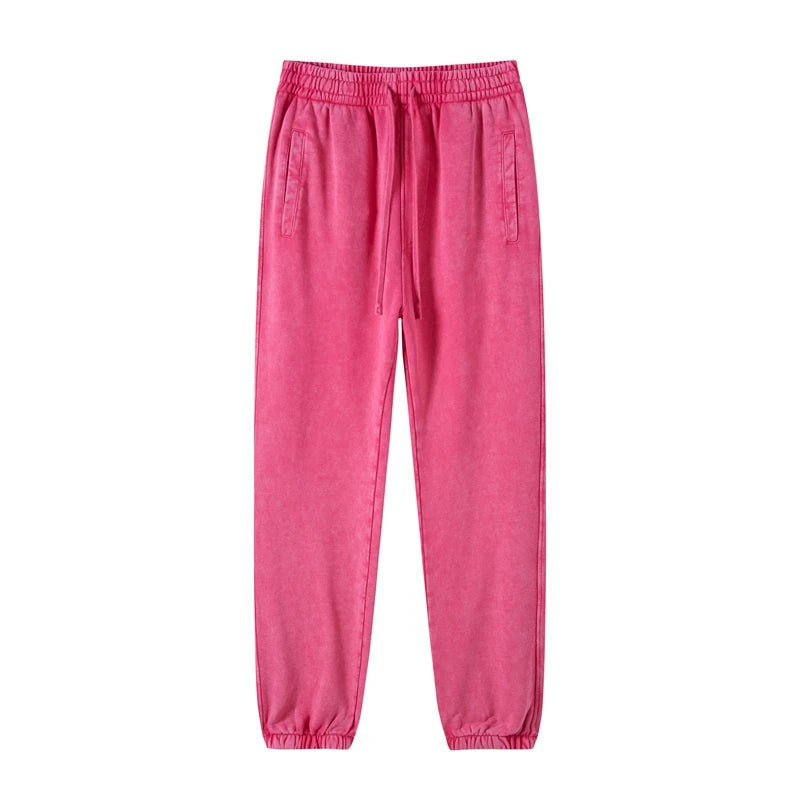high street dark distressed vintage baggy joggers pants ins versatile drawstring sports pants men washing wax dyeing sweatpants unique joggers style 3184