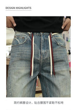 mens american streetwear fashion loose casual hip hop vintage denim baggy jeans pants man wide leg trousers y2k jeans men unique jeans style 2305