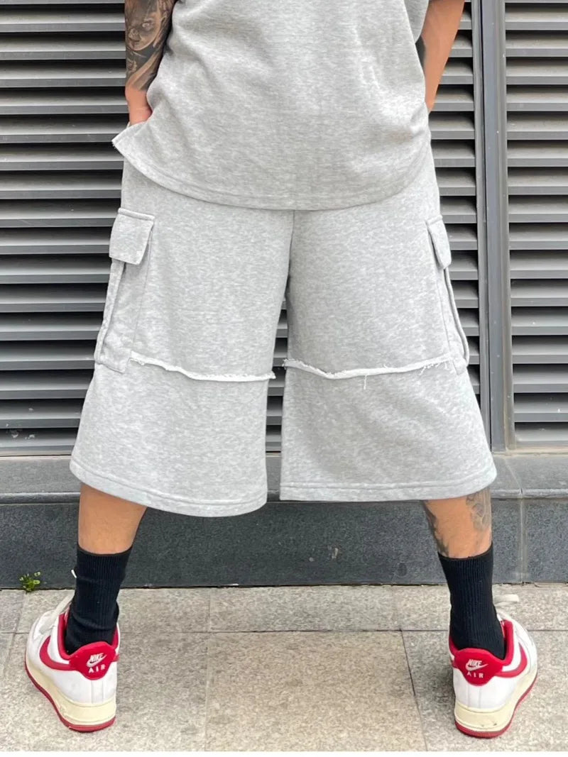 men casual sweatpant elastic waist streetwear track drawstring capris pants new fashion loose trousers hip hop baggy joggers sporty tapered joggers