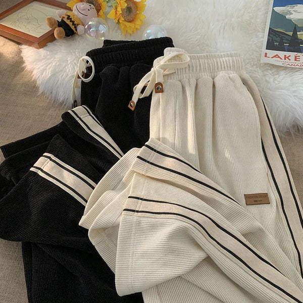 2024 new baggy striped corduroy sweatpants autumn men casual high street harem trousers gym y2k vintage pantalones de mujer casual joggers