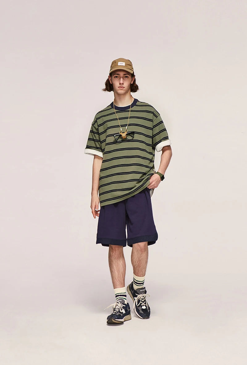 Glitchcore Anime panel – 2023 Summer New Cityboy Mens Loose Straight Cotton Short Sle